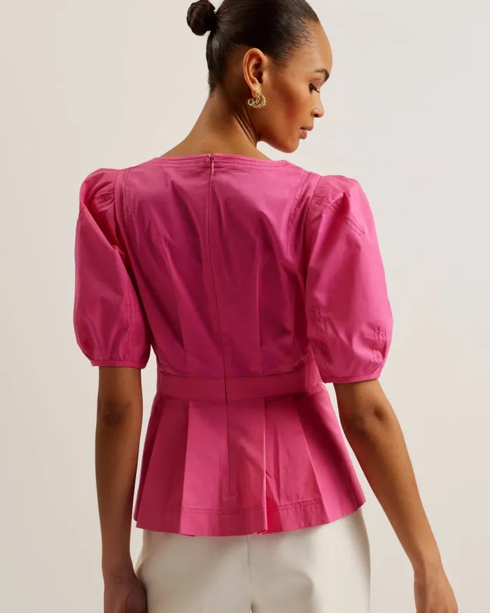 Ted Baker Tops and Blouses Women BURDUR 8211 Stitch Detail Balloon Sleeve Peplum Top Purple Ted Baker Tops and Blouses Women BURDUR 8211 Stitch Detail Balloon Sleeve Peplum Top Purple