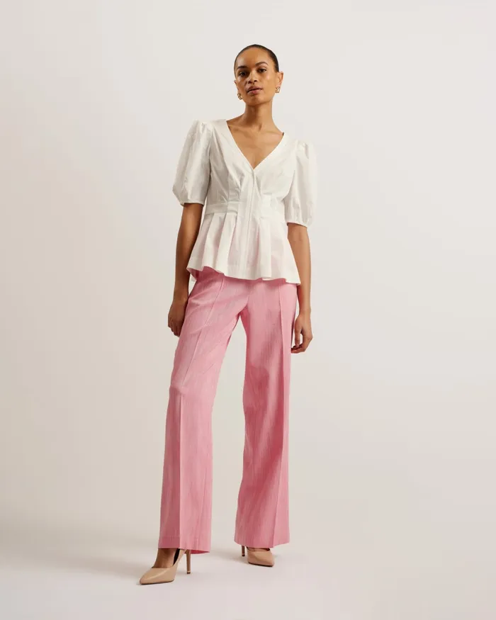 Ted Baker Tops and Blouses Women BURDUR 8211 Stitch Detail Balloon Sleeve Peplum Top White Ted Baker Tops and Blouses Women BURDUR 8211 Stitch Detail Balloon Sleeve Peplum Top White