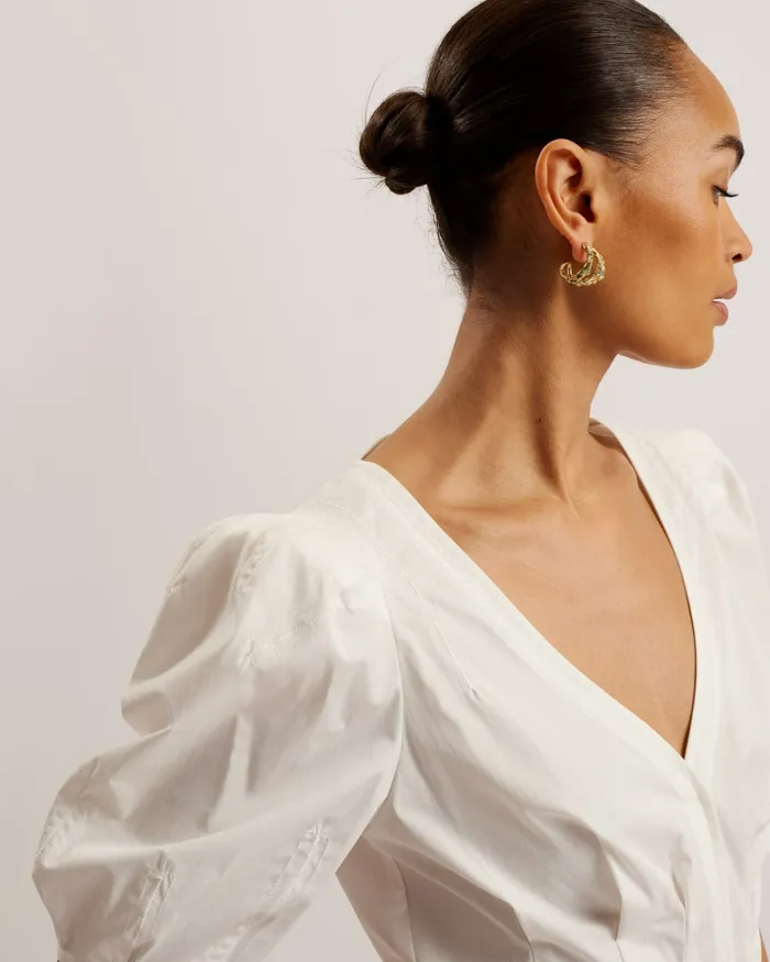 Ted Baker Tops and Blouses Women BURDUR 8211 Stitch Detail Balloon Sleeve Peplum Top White Ted Baker Tops and Blouses Women BURDUR 8211 Stitch Detail Balloon Sleeve Peplum Top White