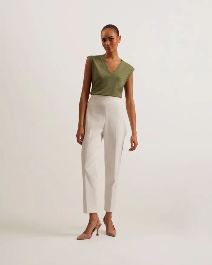 Ted Baker Tops and Blouses Women EFFIY 8211 VNeck Vest With Lace Neckline Khaki Ted Baker Tops and Blouses Women EFFIY 8211 VNeck Vest With Lace Neckline Khaki