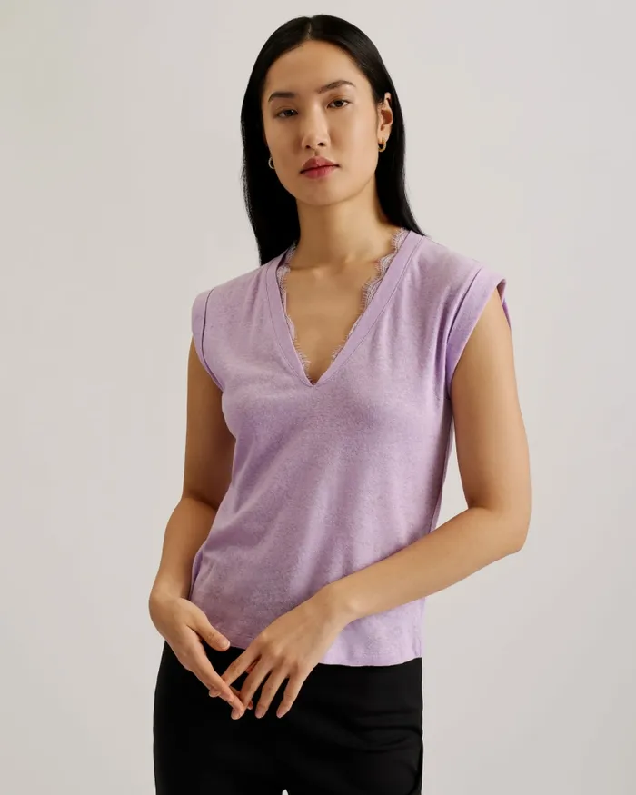 Ted Baker Tops and Blouses Women EFFIY 8211 VNeck Vest With Lace Neckline Lilac Ted Baker Tops and Blouses Women EFFIY 8211 VNeck Vest With Lace Neckline Lilac
