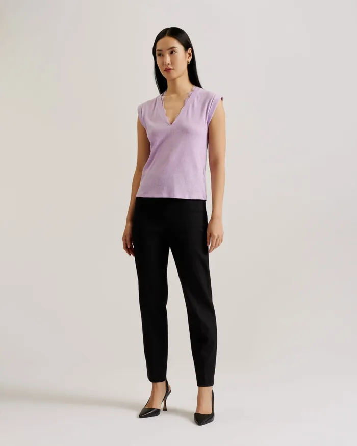 Ted Baker Tops and Blouses Women EFFIY 8211 VNeck Vest With Lace Neckline Lilac Ted Baker Tops and Blouses Women EFFIY 8211 VNeck Vest With Lace Neckline Lilac