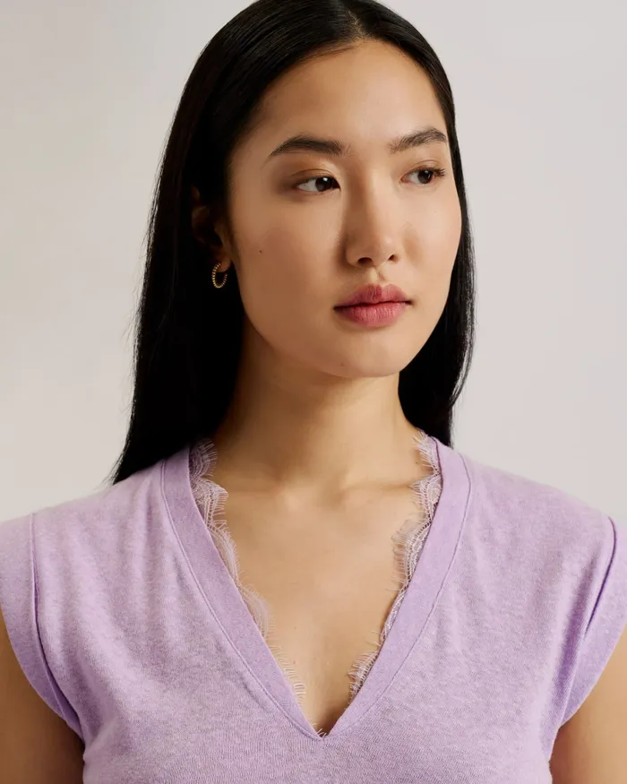 Ted Baker Tops and Blouses Women EFFIY 8211 VNeck Vest With Lace Neckline Lilac Ted Baker Tops and Blouses Women EFFIY 8211 VNeck Vest With Lace Neckline Lilac