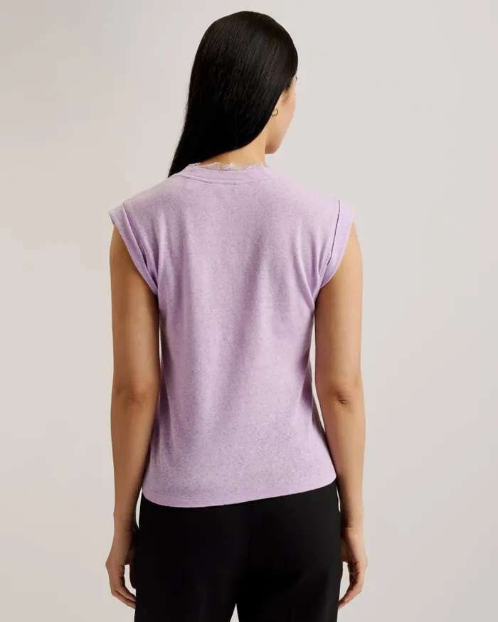 Ted Baker Tops and Blouses Women EFFIY 8211 VNeck Vest With Lace Neckline Lilac Ted Baker Tops and Blouses Women EFFIY 8211 VNeck Vest With Lace Neckline Lilac