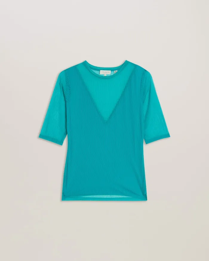 Ted Baker Tops and Blouses Women EMIKOO 8211 Fitted Mesh Top With VNeck Lining Green