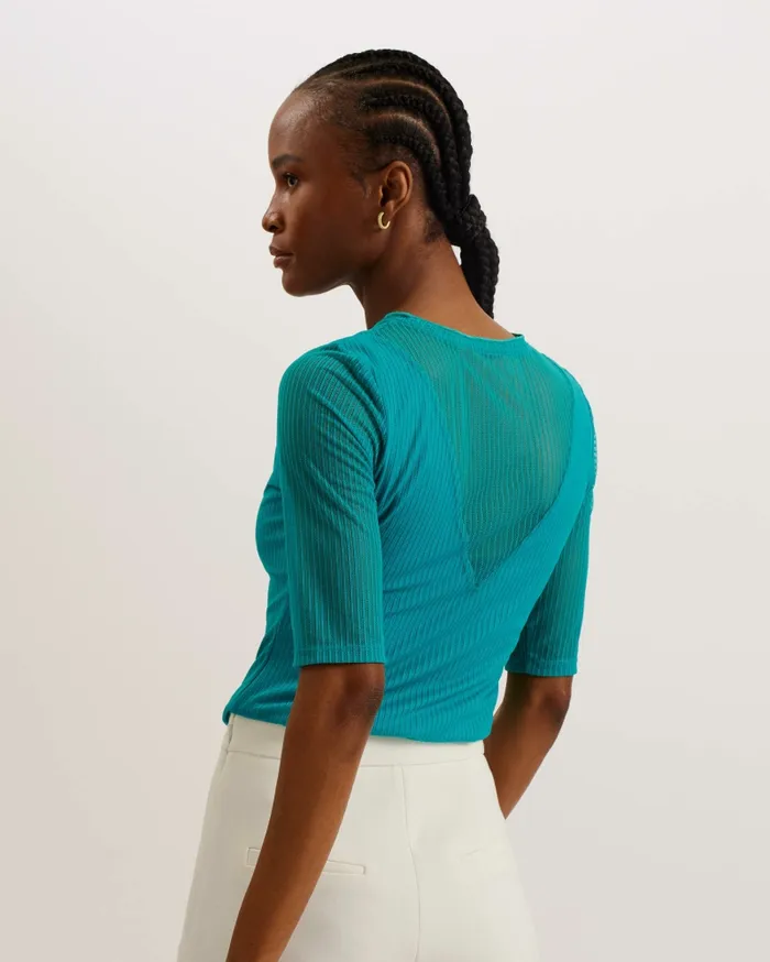 Ted Baker Tops and Blouses Women EMIKOO 8211 Fitted Mesh Top With VNeck Lining Green Ted Baker Tops and Blouses Women EMIKOO 8211 Fitted Mesh Top With VNeck Lining Green