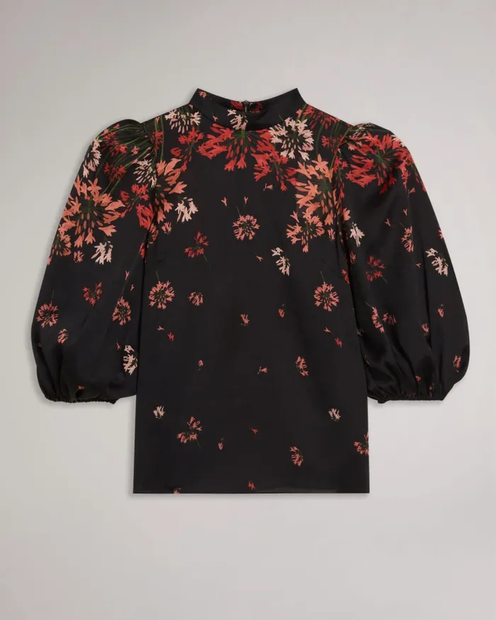 Ted Baker Tops and Blouses Women ERANTHE 8211 High Neck Balloon Sleeve Blouse Black