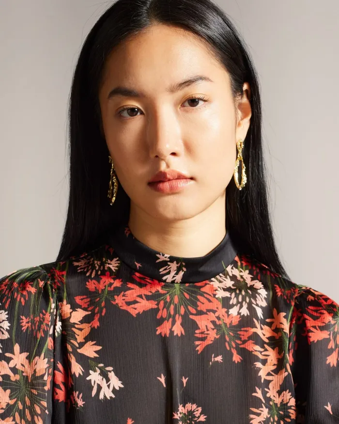 Ted Baker Tops and Blouses Women ERANTHE 8211 High Neck Balloon Sleeve Blouse Black Ted Baker Tops and Blouses Women ERANTHE 8211 High Neck Balloon Sleeve Blouse Black