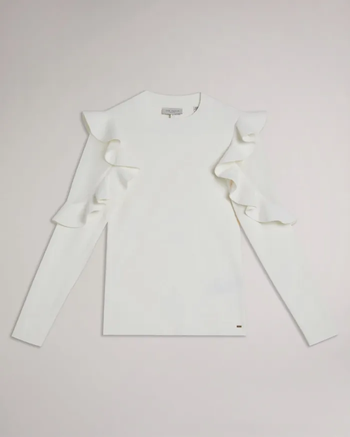 Ted Baker Tops and Blouses Women FLORAAS 8211 Fitted Knit Top With Sheer Shoulders White Ted Baker Tops and Blouses Women FLORAAS 8211 Fitted Knit Top With Sheer Shoulders White