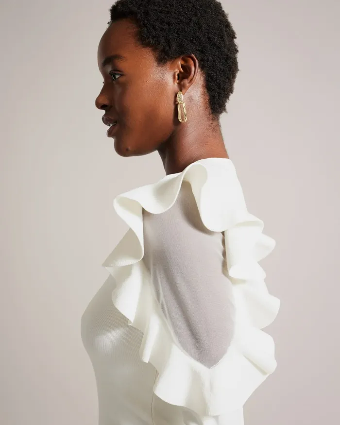 Ted Baker Tops and Blouses Women FLORAAS 8211 Fitted Knit Top With Sheer Shoulders White Ted Baker Tops and Blouses Women FLORAAS 8211 Fitted Knit Top With Sheer Shoulders White