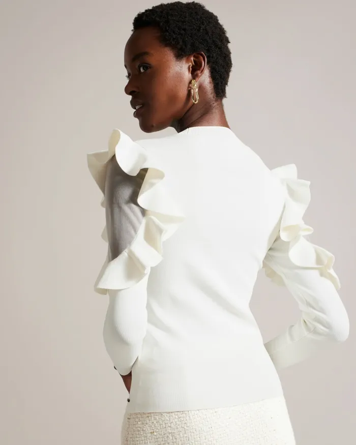 Ted Baker Tops and Blouses Women FLORAAS 8211 Fitted Knit Top With Sheer Shoulders White Ted Baker Tops and Blouses Women FLORAAS 8211 Fitted Knit Top With Sheer Shoulders White