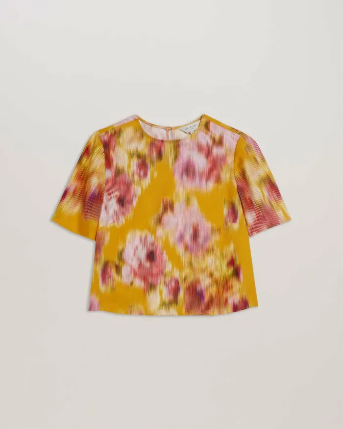 Ted Baker Tops and Blouses Women HITAKU 8211 Cropped Floral Print Woven Top Orange