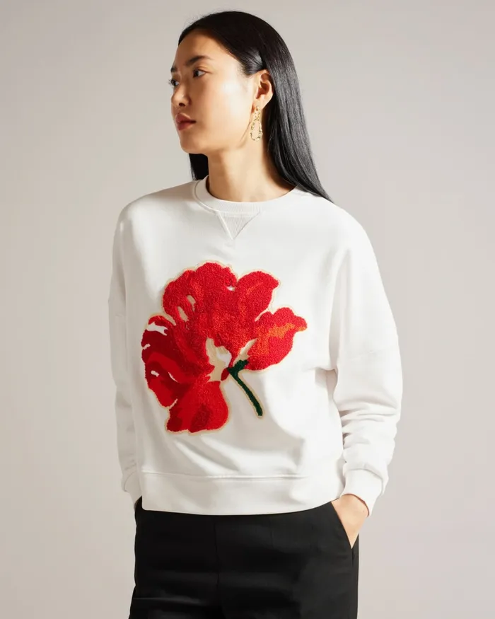 Ted Baker Tops and Blouses Women MARELAA 8211 Placement Print Sweat White Ted Baker Tops and Blouses Women MARELAA 8211 Placement Print Sweat White