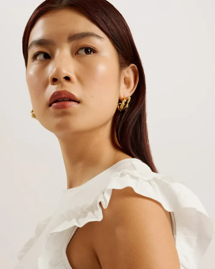 Ted Baker Tops and Blouses Women MARHLOU 8211 Frill Shoulder Ribbed Fitted Top Ivory Ted Baker Tops and Blouses Women MARHLOU 8211 Frill Shoulder Ribbed Fitted Top Ivory