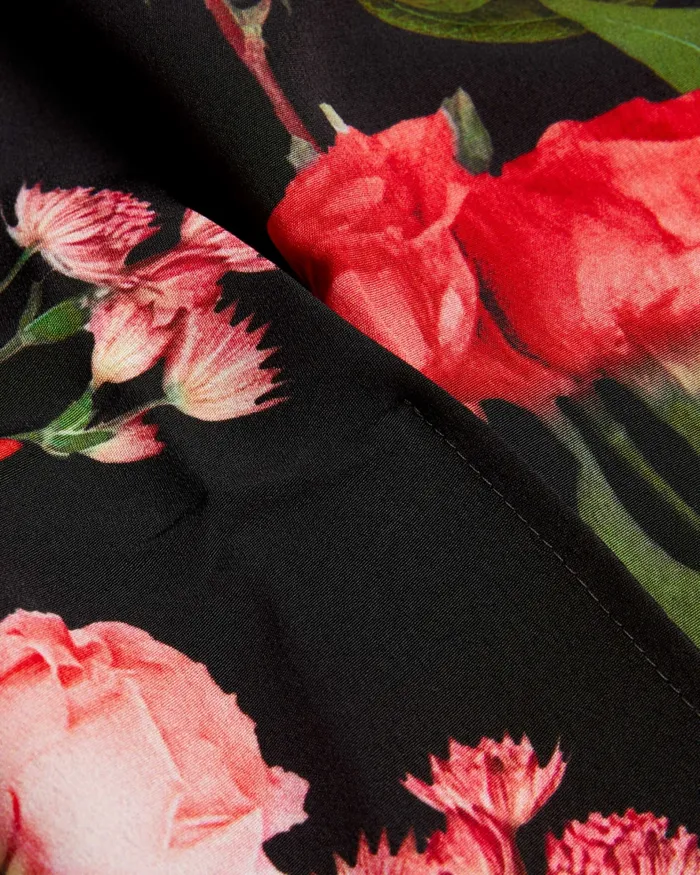 Ted Baker Tops and Blouses Women MEGGHA 8211 Floral Satin Shirt With Exposed Seams Black Ted Baker Tops and Blouses Women MEGGHA 8211 Floral Satin Shirt With Exposed Seams Black