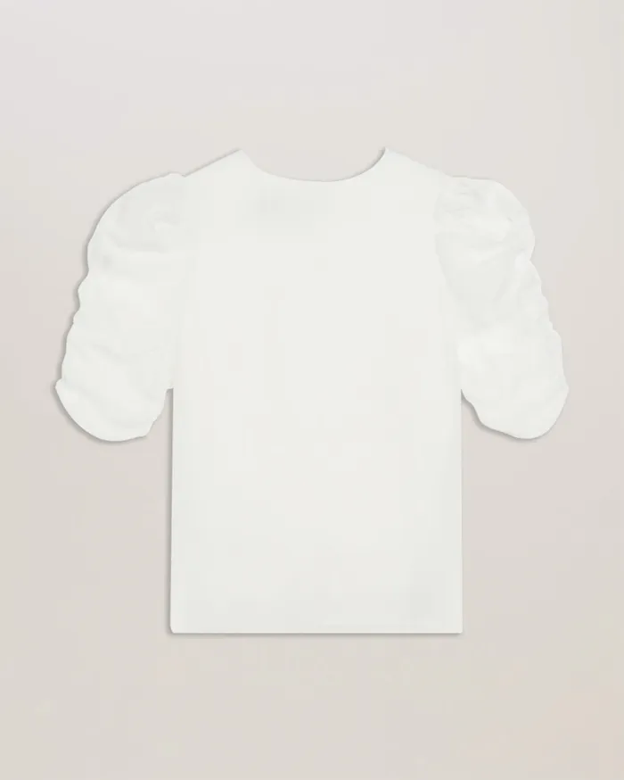 Ted Baker Tops and Blouses Women SACHIKO 8211 Short Puff Sleeve Organza Top Ivory