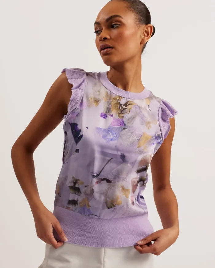 Ted Baker Tops and Blouses Women SHRAYHA 8211 Woven Front Top With Shoulder Frills Lilac Ted Baker Tops and Blouses Women SHRAYHA 8211 Woven Front Top With Shoulder Frills Lilac