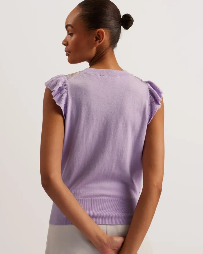 Ted Baker Tops and Blouses Women SHRAYHA 8211 Woven Front Top With Shoulder Frills Lilac Ted Baker Tops and Blouses Women SHRAYHA 8211 Woven Front Top With Shoulder Frills Lilac