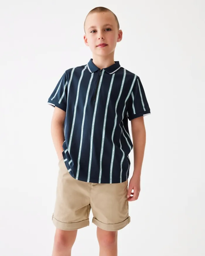 Ted Baker Tops Kids ANDREII 8211 Vertical Stripe Zip Polo Shirt Navy Ted Baker Tops Kids ANDREII 8211 Vertical Stripe Zip Polo Shirt Navy