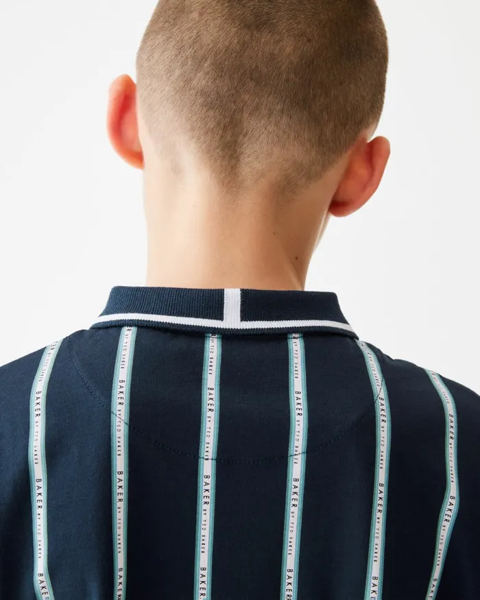 Ted Baker Tops Kids ANDREII 8211 Vertical Stripe Zip Polo Shirt Navy Ted Baker Tops Kids ANDREII 8211 Vertical Stripe Zip Polo Shirt Navy
