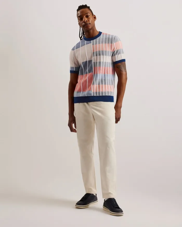Ted Baker Tops Men BARDA 8211 Multi Stripe Colour Block Knitted TShirt Multicoloured Ted Baker Tops Men BARDA 8211 Multi Stripe Colour Block Knitted TShirt Multicoloured