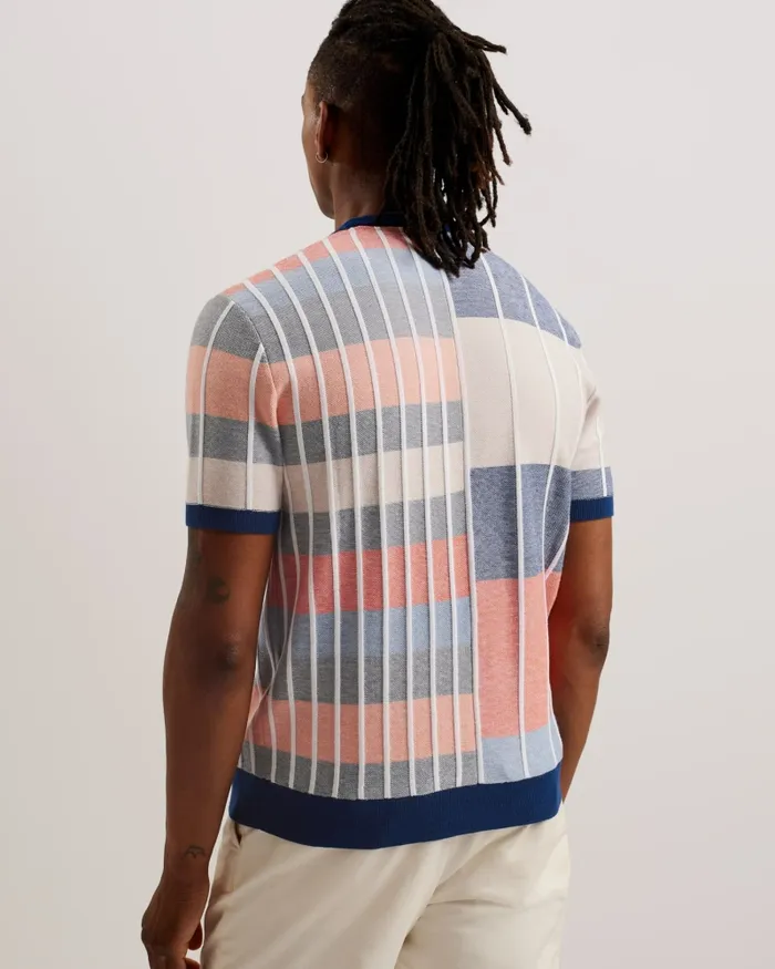 Ted Baker Tops Men BARDA 8211 Multi Stripe Colour Block Knitted TShirt Multicoloured Ted Baker Tops Men BARDA 8211 Multi Stripe Colour Block Knitted TShirt Multicoloured