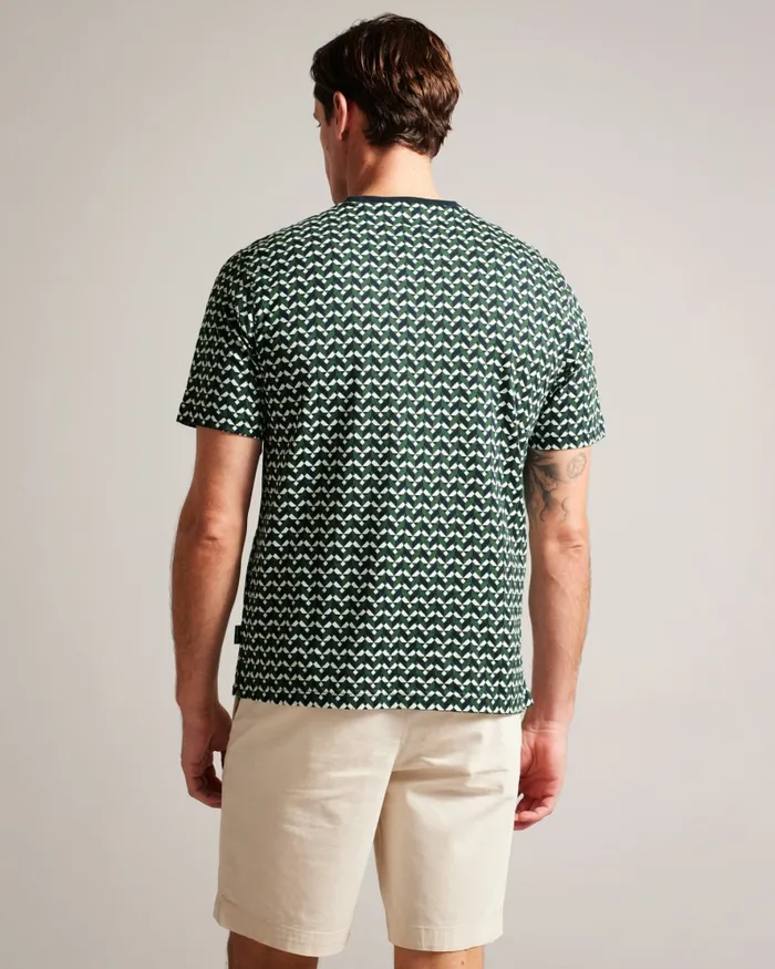 Ted Baker Tops Men CHETEL 8211 Short Sleeve Geometric Print TShirt Green Ted Baker Tops Men CHETEL 8211 Short Sleeve Geometric Print TShirt Green