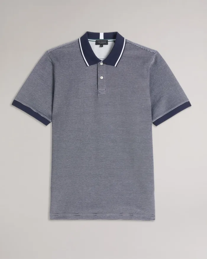 Ted Baker Tops Men ELLERBY 8211 Short Sleeve Striped Polo Shirt Navy