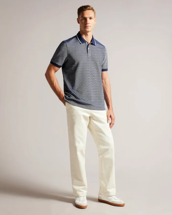 Ted Baker Tops Men ELLERBY 8211 Short Sleeve Striped Polo Shirt Navy Ted Baker Tops Men ELLERBY 8211 Short Sleeve Striped Polo Shirt Navy