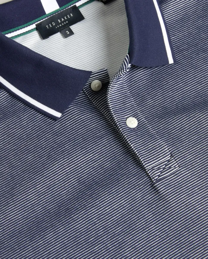 Ted Baker Tops Men ELLERBY 8211 Short Sleeve Striped Polo Shirt Navy Ted Baker Tops Men ELLERBY 8211 Short Sleeve Striped Polo Shirt Navy
