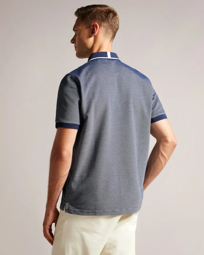 Ted Baker Tops Men ELLERBY 8211 Short Sleeve Striped Polo Shirt Navy Ted Baker Tops Men ELLERBY 8211 Short Sleeve Striped Polo Shirt Navy