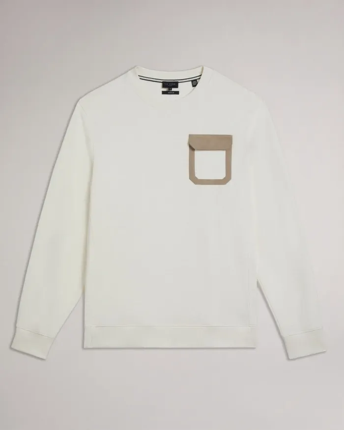 Ted Baker Tops Men ESCANA 8211 Long Sleeve Relaxed Sweatshirt White