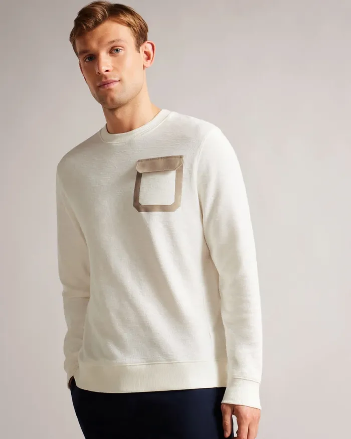 Ted Baker Tops Men ESCANA 8211 Long Sleeve Relaxed Sweatshirt White Ted Baker Tops Men ESCANA 8211 Long Sleeve Relaxed Sweatshirt White