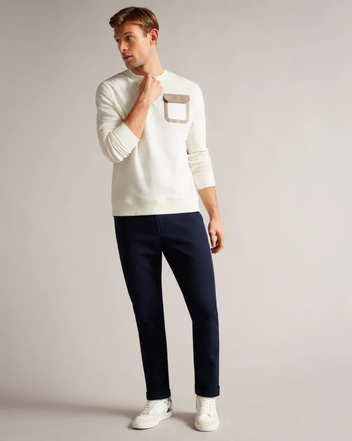 Ted Baker Tops Men ESCANA 8211 Long Sleeve Relaxed Sweatshirt White Ted Baker Tops Men ESCANA 8211 Long Sleeve Relaxed Sweatshirt White