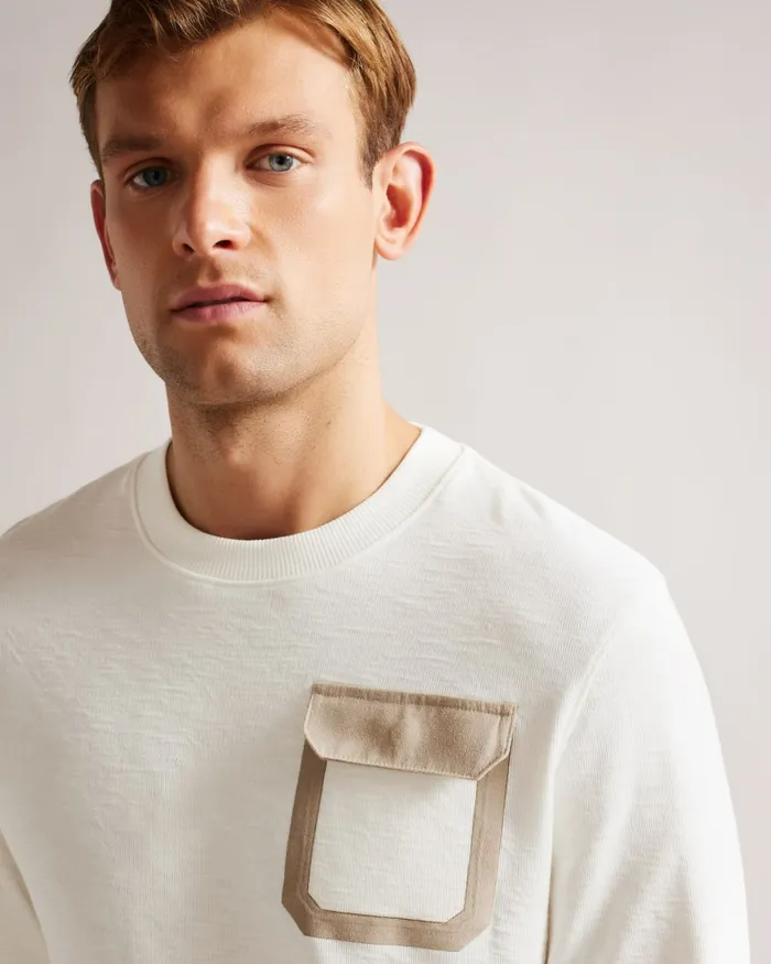 Ted Baker Tops Men ESCANA 8211 Long Sleeve Relaxed Sweatshirt White Ted Baker Tops Men ESCANA 8211 Long Sleeve Relaxed Sweatshirt White