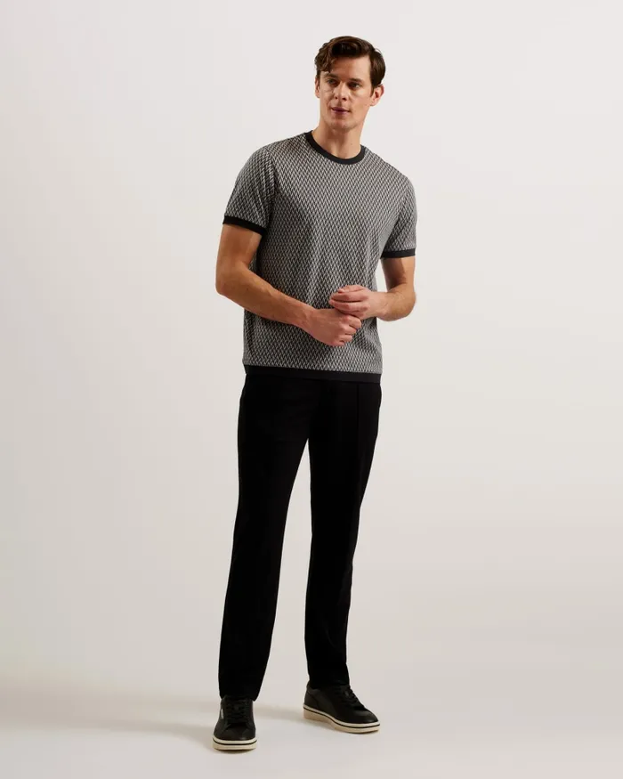 Ted Baker Tops Men FINITY 8211 Jacquard Geometric Cotton TShirt Black Ted Baker Tops Men FINITY 8211 Jacquard Geometric Cotton TShirt Black