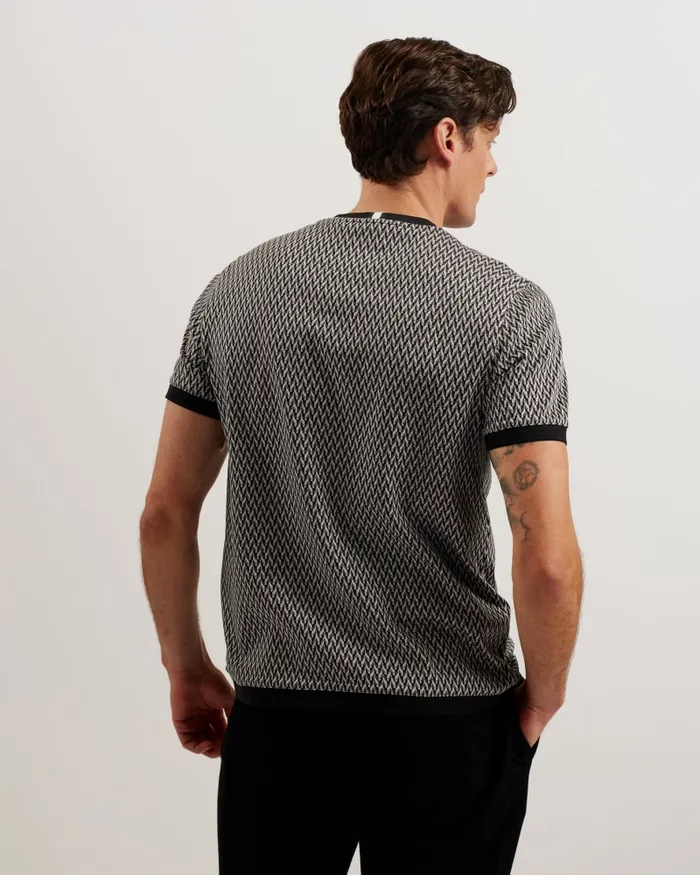 Ted Baker Tops Men FINITY 8211 Jacquard Geometric Cotton TShirt Black Ted Baker Tops Men FINITY 8211 Jacquard Geometric Cotton TShirt Black