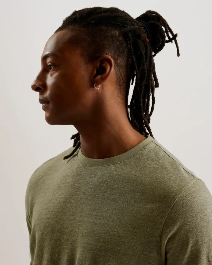 Ted Baker Tops Men FLINLO 8211 Regular Fit Short Sleeve Linen TShirt Olive Ted Baker Tops Men FLINLO 8211 Regular Fit Short Sleeve Linen TShirt Olive