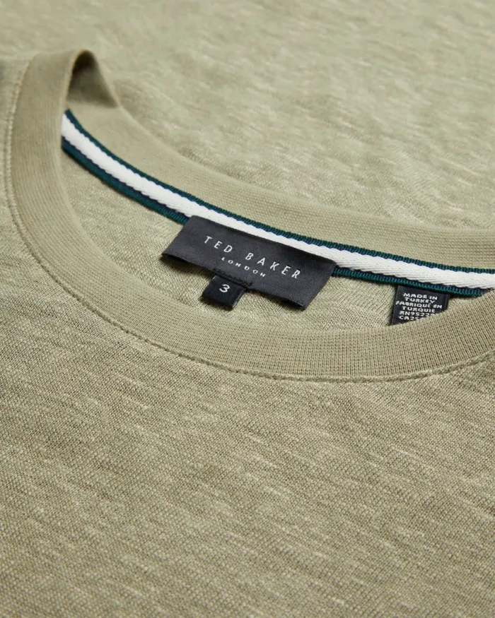 Ted Baker Tops Men FLINLO 8211 Regular Fit Short Sleeve Linen TShirt Olive Ted Baker Tops Men FLINLO 8211 Regular Fit Short Sleeve Linen TShirt Olive