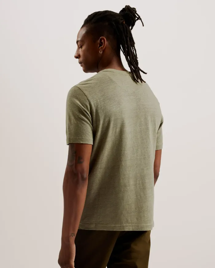 Ted Baker Tops Men FLINLO 8211 Regular Fit Short Sleeve Linen TShirt Olive Ted Baker Tops Men FLINLO 8211 Regular Fit Short Sleeve Linen TShirt Olive