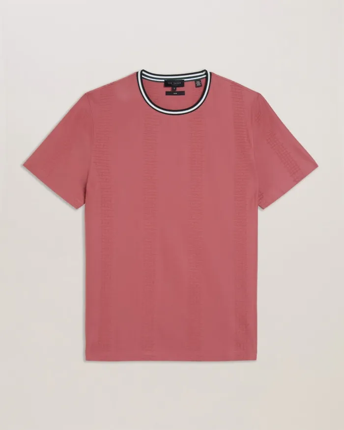 Ted Baker Tops Men ROUSEL 8211 Slim Fit Jacquard Striped TShirt Medium Pink