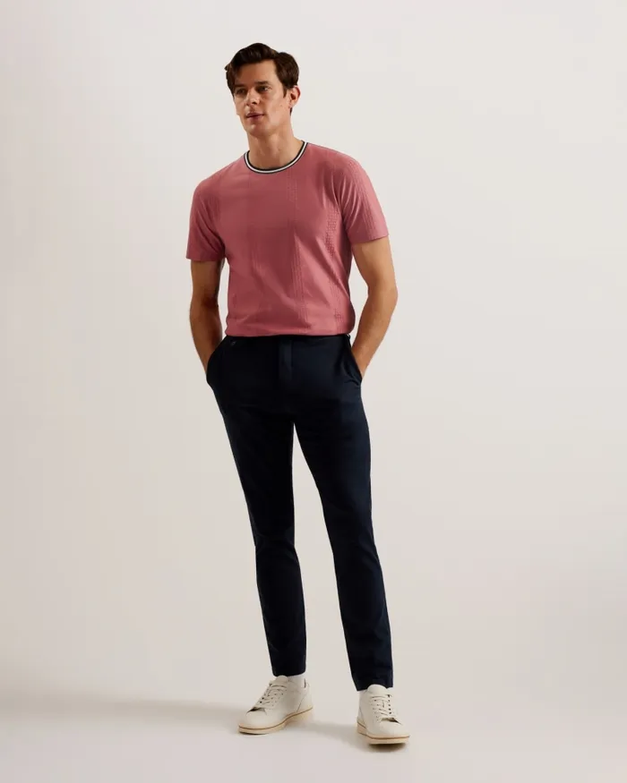 Ted Baker Tops Men ROUSEL 8211 Slim Fit Jacquard Striped TShirt Medium Pink Ted Baker Tops Men ROUSEL 8211 Slim Fit Jacquard Striped TShirt Medium Pink