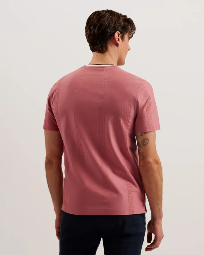 Ted Baker Tops Men ROUSEL 8211 Slim Fit Jacquard Striped TShirt Medium Pink Ted Baker Tops Men ROUSEL 8211 Slim Fit Jacquard Striped TShirt Medium Pink