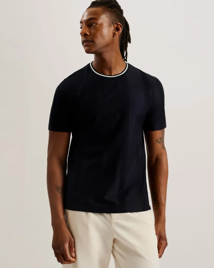 Ted Baker Tops Men ROUSEL 8211 Slim Fit Jacquard Striped TShirt Navy Ted Baker Tops Men ROUSEL 8211 Slim Fit Jacquard Striped TShirt Navy