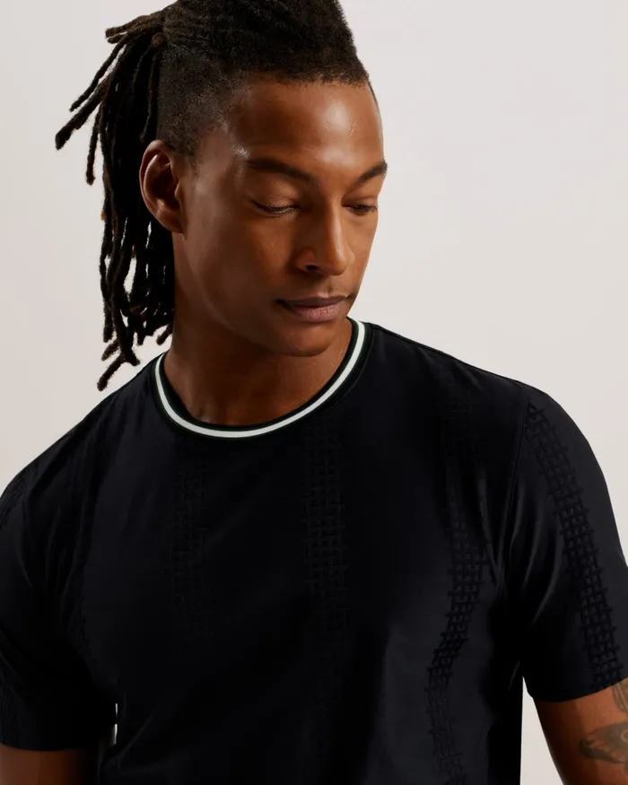 Ted Baker Tops Men ROUSEL 8211 Slim Fit Jacquard Striped TShirt Navy Ted Baker Tops Men ROUSEL 8211 Slim Fit Jacquard Striped TShirt Navy