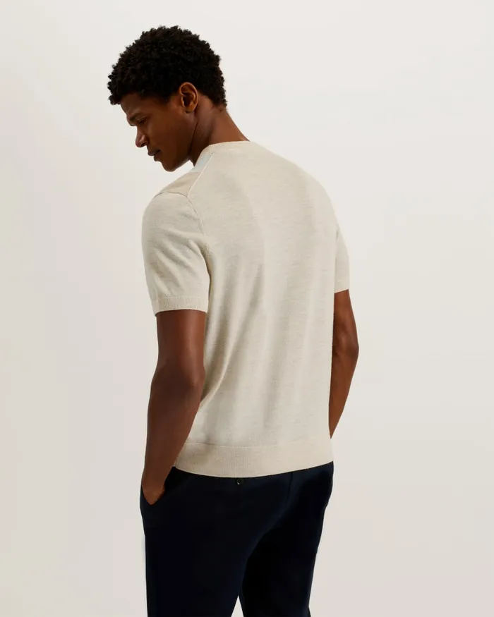 Ted Baker Tops Men TILTZ 8211 Colour Block Print Wool TShirt Taupe Ted Baker Tops Men TILTZ 8211 Colour Block Print Wool TShirt Taupe