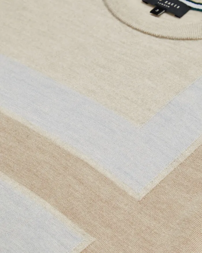 Ted Baker Tops Men TILTZ 8211 Colour Block Print Wool TShirt Taupe Ted Baker Tops Men TILTZ 8211 Colour Block Print Wool TShirt Taupe