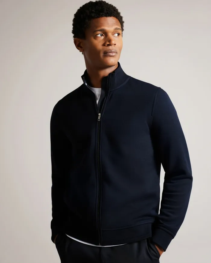 Ted Baker Tops Men TYMOS 8211 Long Sleeve Zip Through Jacket Navy Ted Baker Tops Men TYMOS 8211 Long Sleeve Zip Through Jacket Navy