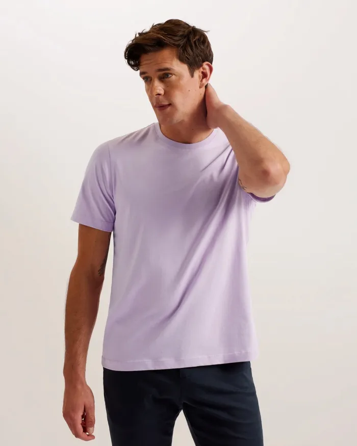 Ted Baker Tops Men TYWINN 8211 Short Sleeve Regular Fit Plain Tshirt Lilac Ted Baker Tops Men TYWINN 8211 Short Sleeve Regular Fit Plain Tshirt Lilac