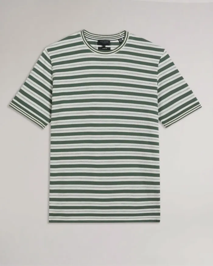 Ted Baker Tops Men VADELL 8211 Short Sleeve Regular Fit Striped TShirt Khaki